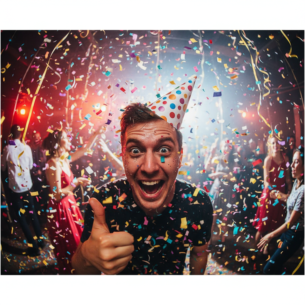 A meme-ready New Year image with a funny, shareable party vibe (no text).