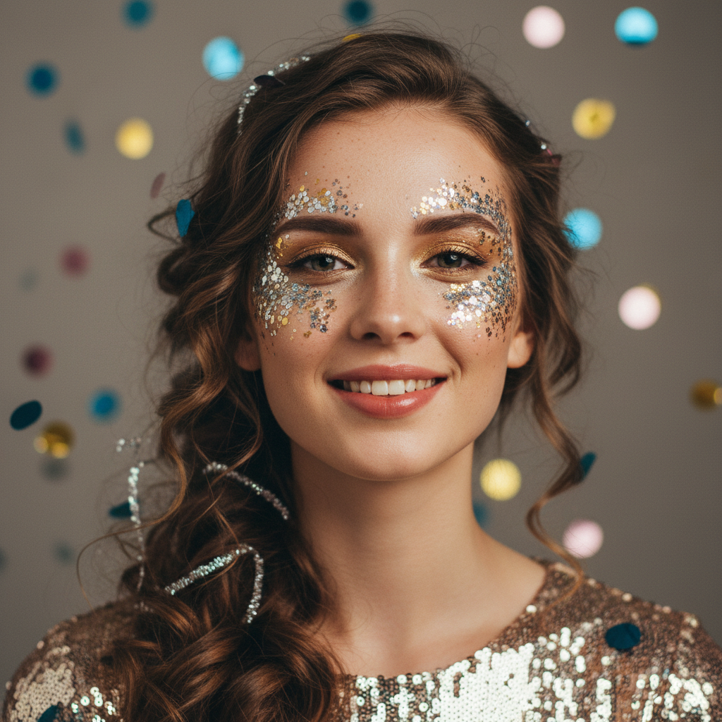 Fotos de perfil estéticas prontas para Gen Z para 2026: cyberpunk, neon, maquiagem brilhante e brilho de estúdio.