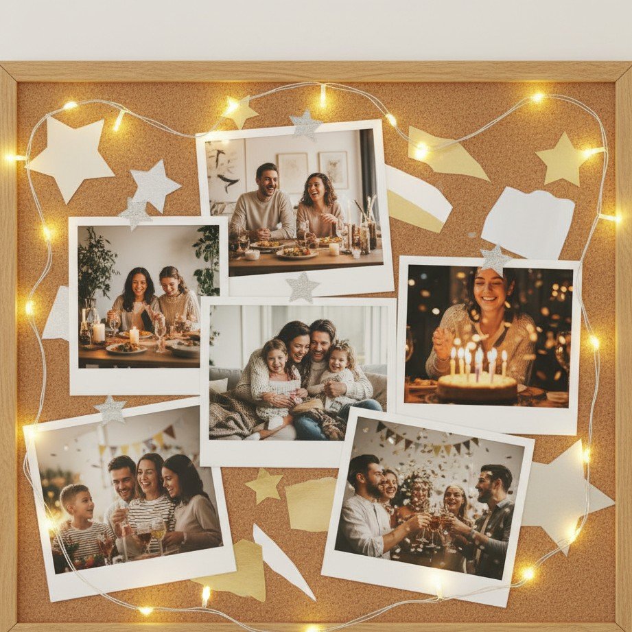 A 2026 vision board collage for family, friendship, and meaningful moments (no text).