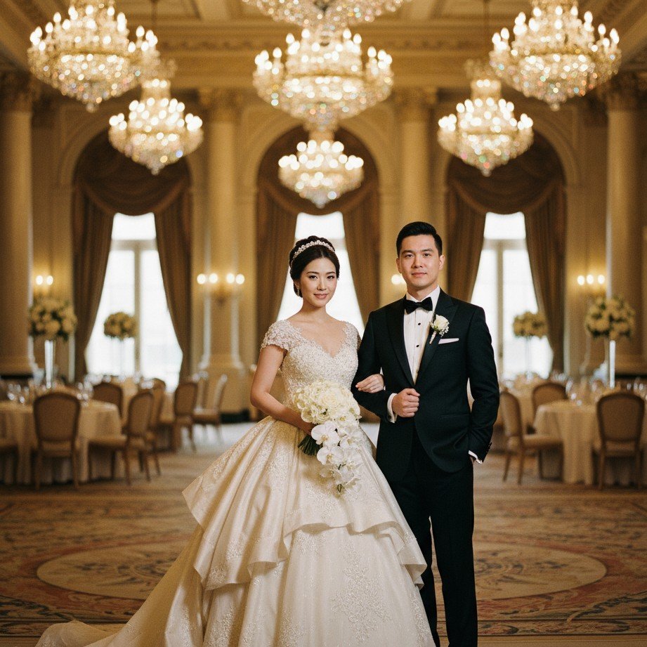 Ballroom-style prom couple photo