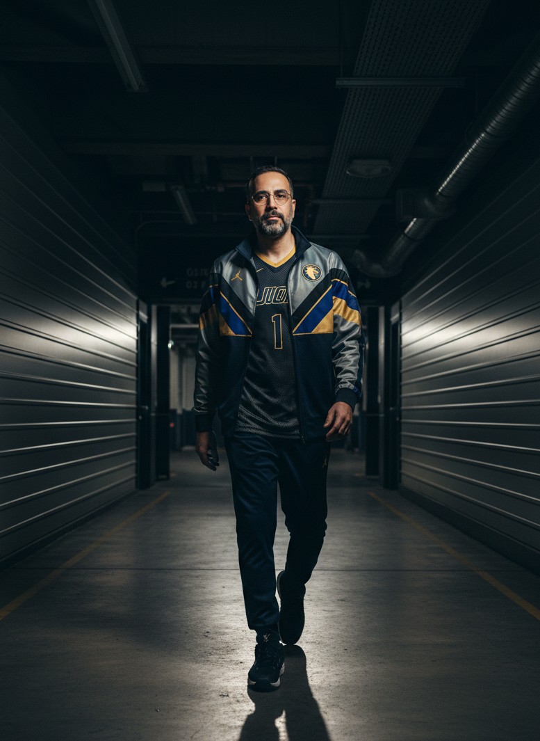 Basketballspieler im Trikot beim Tunnel-Walk-Modestil