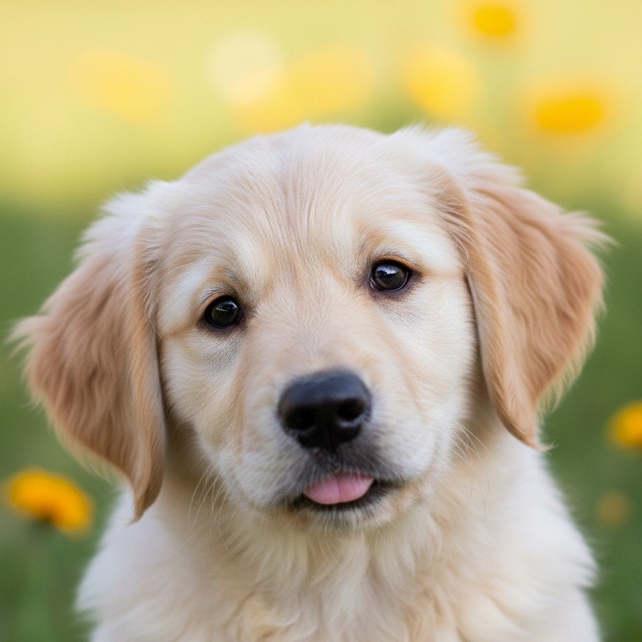 カメラを見つめる可愛い子犬