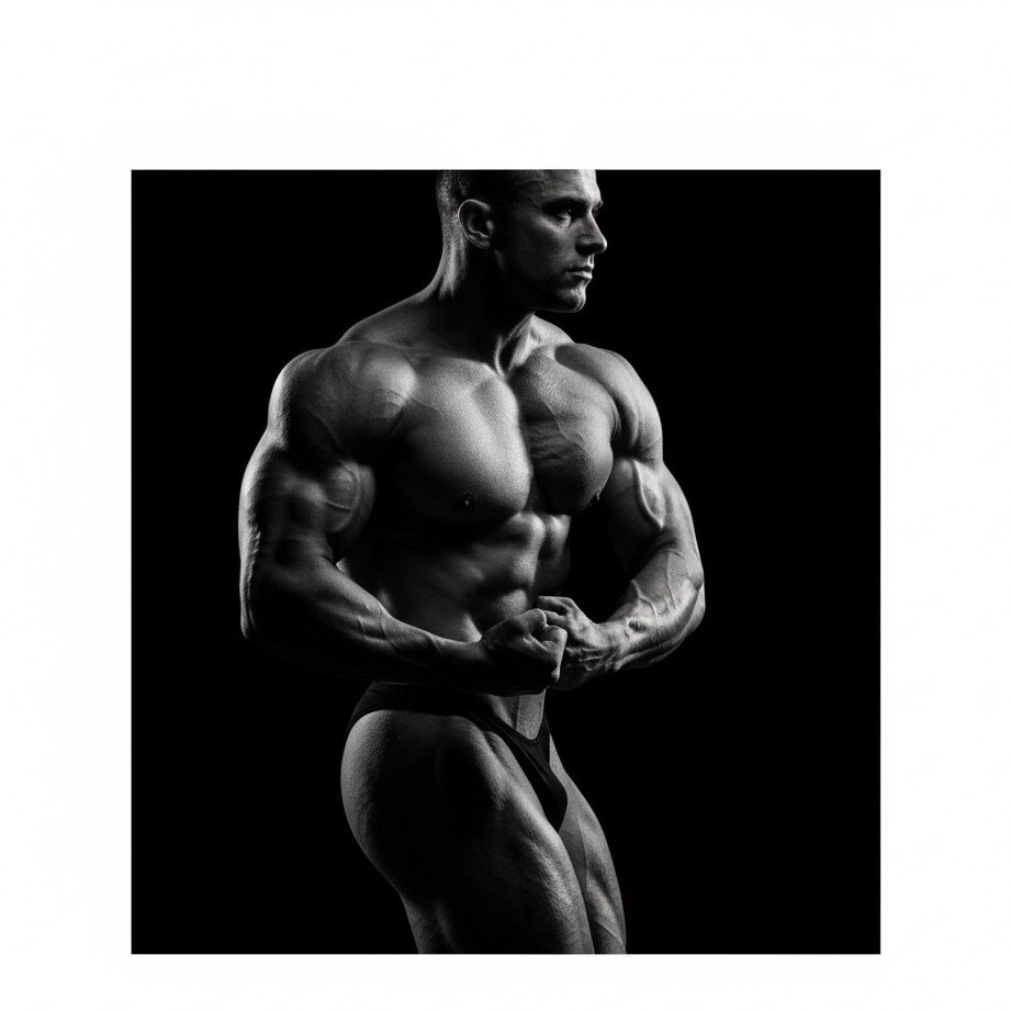 Dramatic shadow lighting generated by AI fitness photoshoot generator