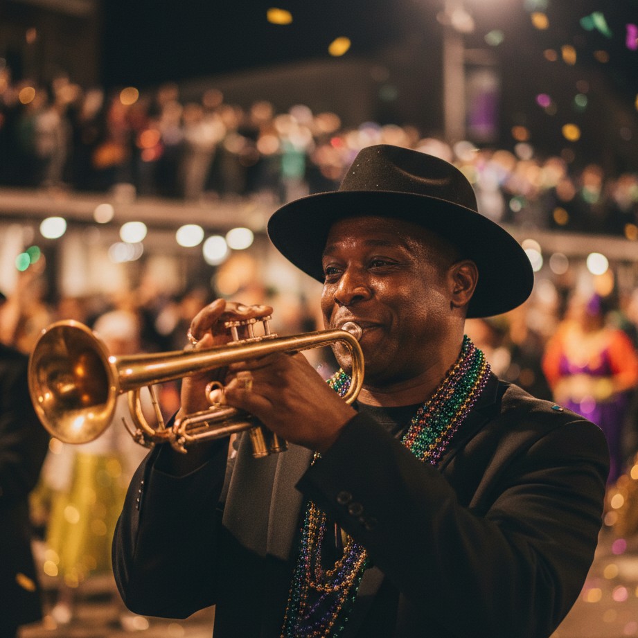 Retrato espontâneo de banda de metais de Nova Orleans