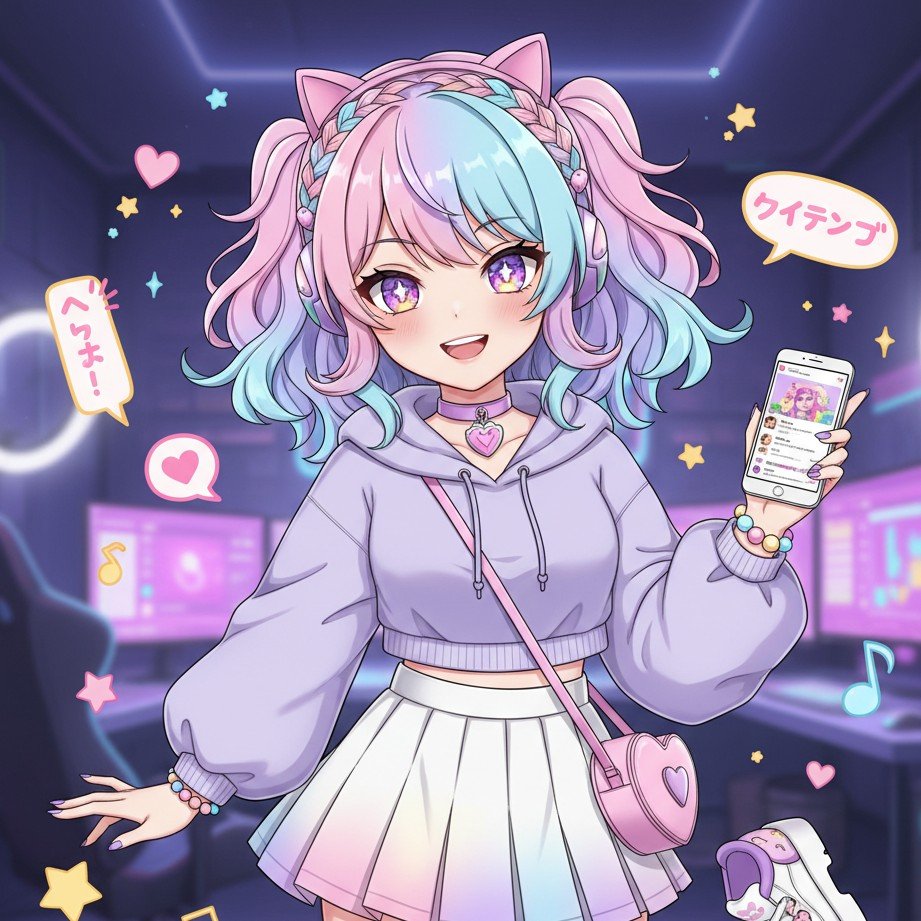 アニメコンテンツクリエイターやVtuberに最適なスタイライズされたアニメスタイルのインフルエンサーキャラクター