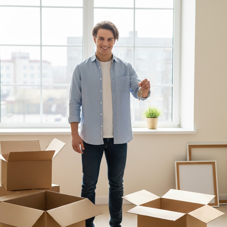 moving day divorce photoshoot idea showing new apartment keys and fresh chapter energy