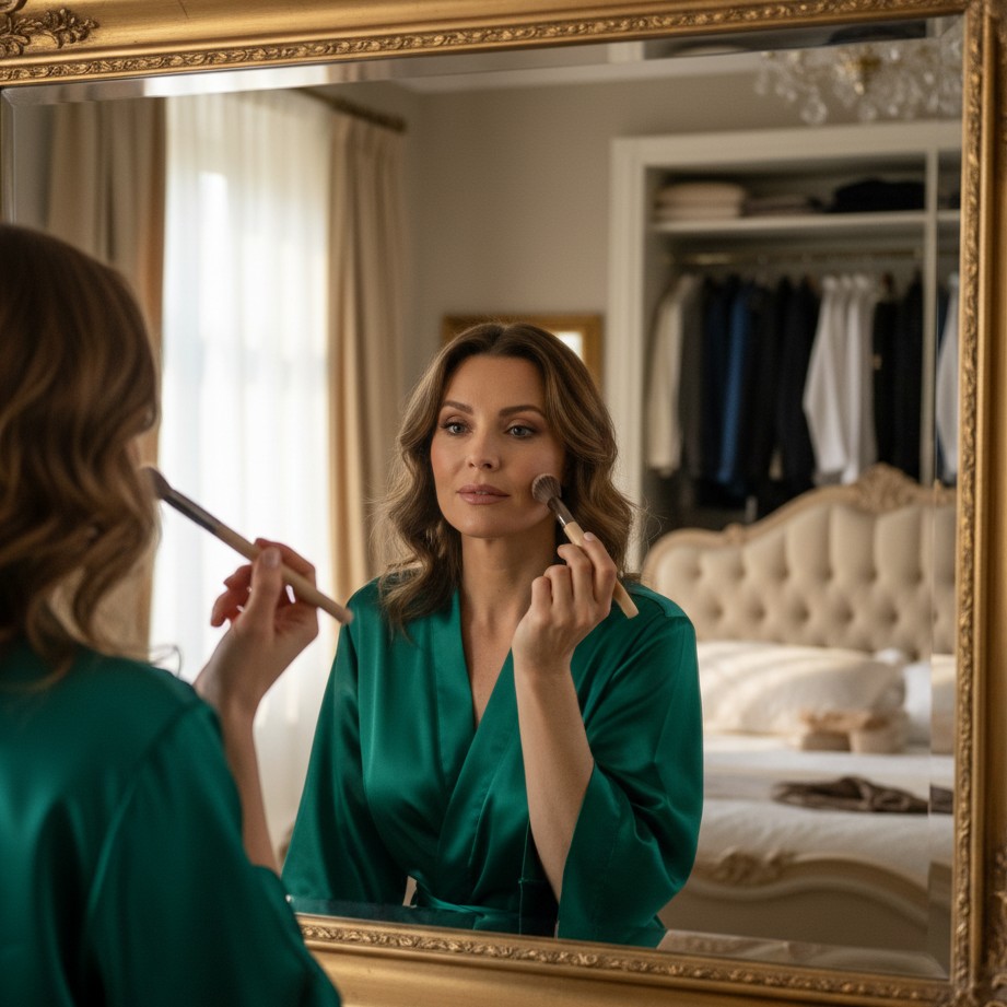 self-love divorce photoshoot idea with mirror portrait and personal style reset