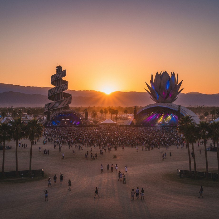 Desert festival at sunset portrait