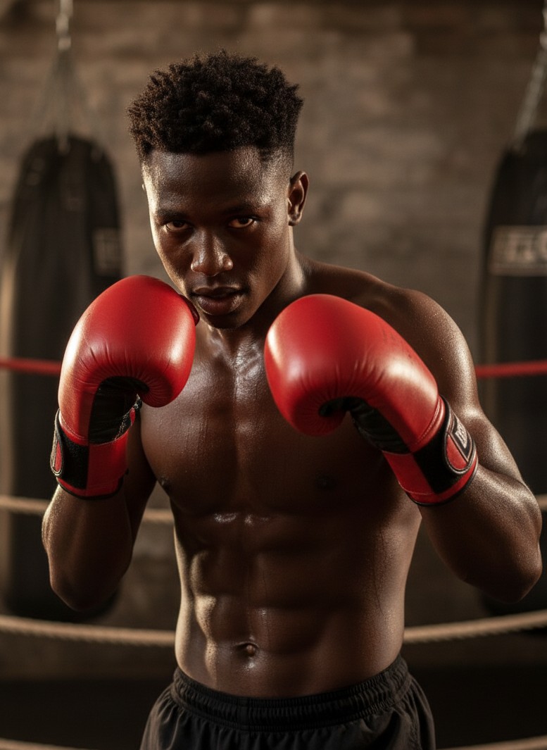 AI生成による高強度のボクシングおよびMMAトレーニングポートレート