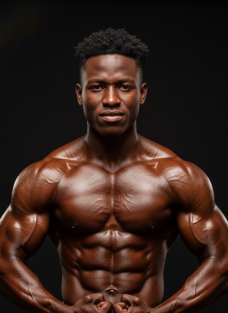 Preparação profissional para competições de fitness mostrando a fase de pico de condicionamento.