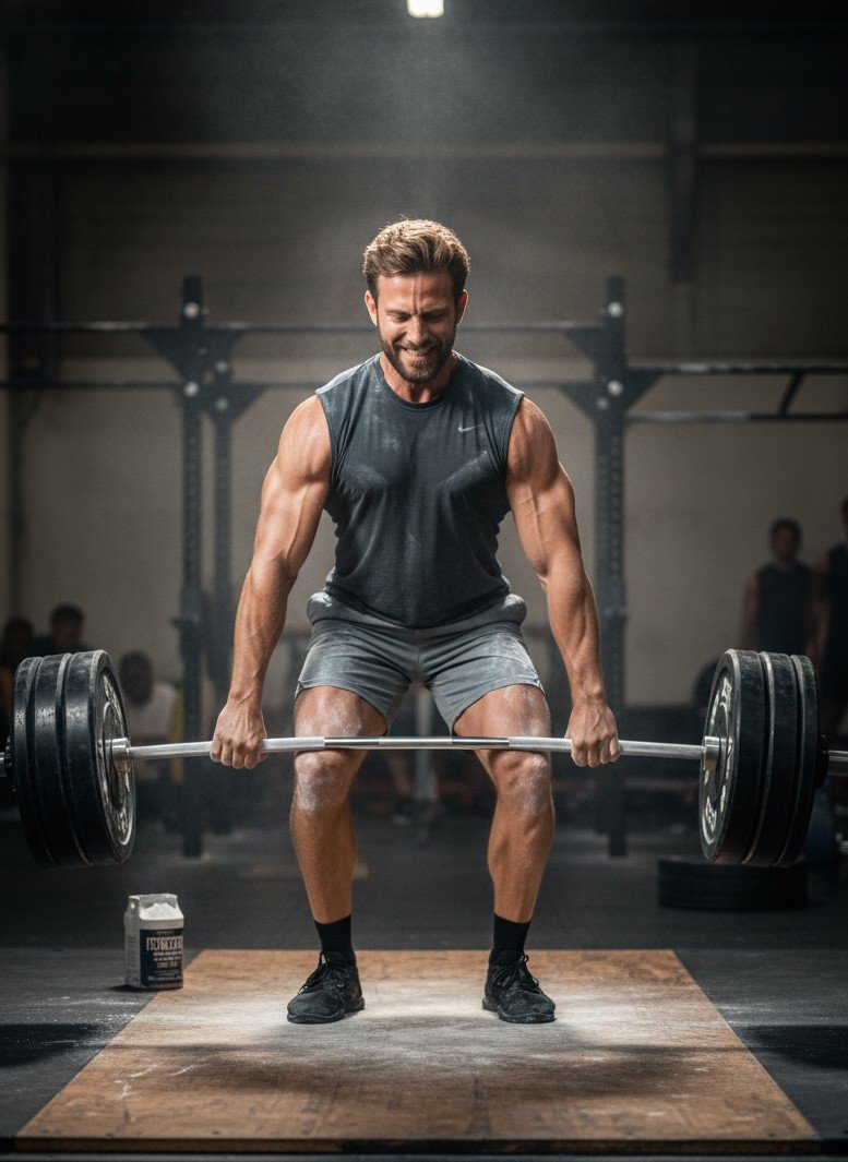 Heavy lifting fitness portrait generated by AI fitness photoshoot generator