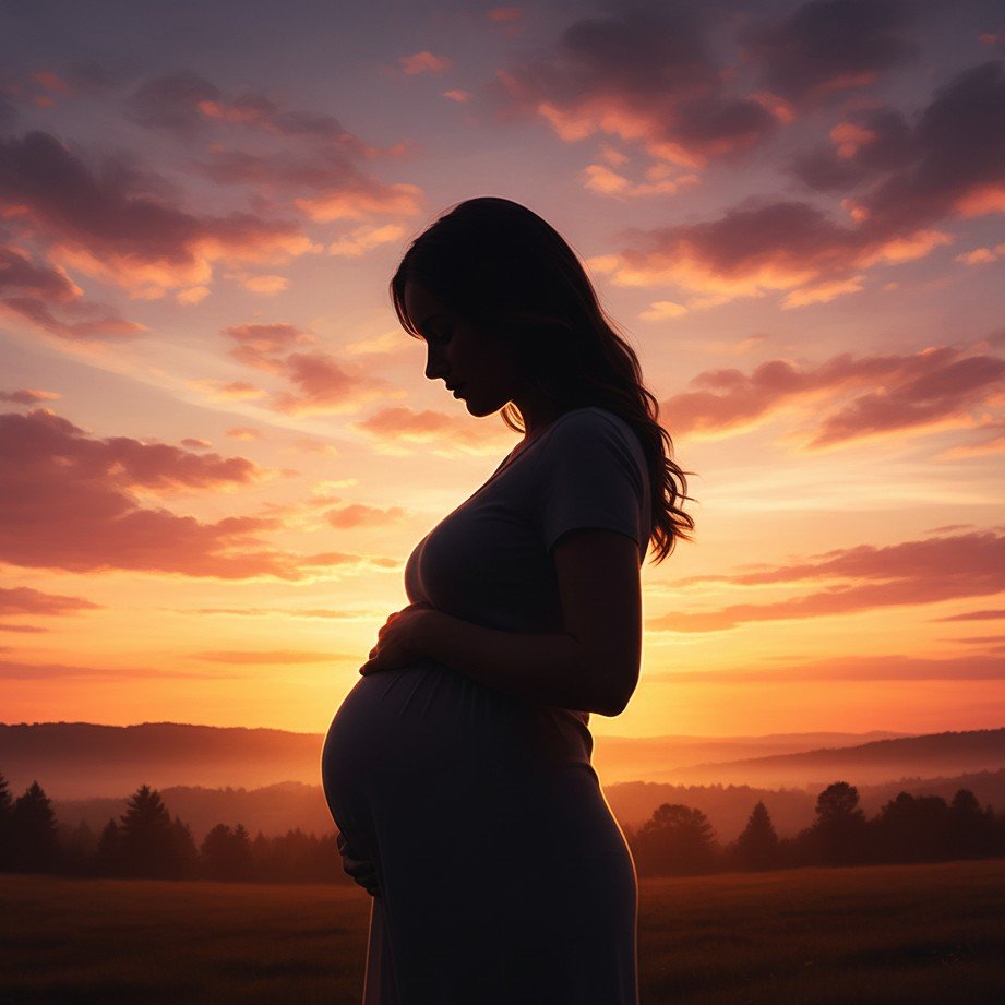 Sunset silhouette maternity announcement photo idea