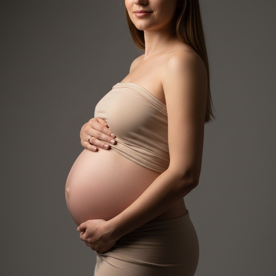 Classic studio pregnancy announcement portrait idea