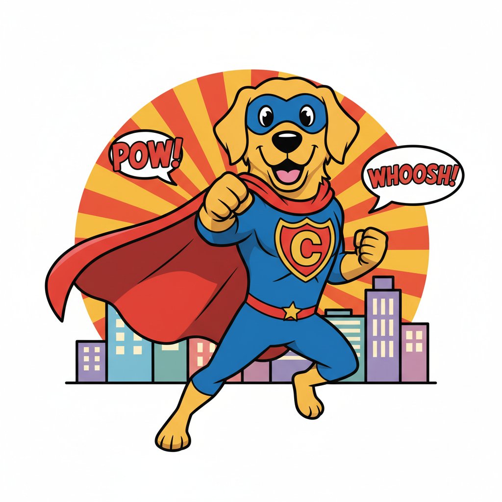 Save the day with this vibrant cartoon superhero static portrait.