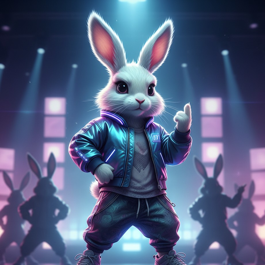 Generate a rabbit dance-team key visual for teaser posts, launch art, and social covers.