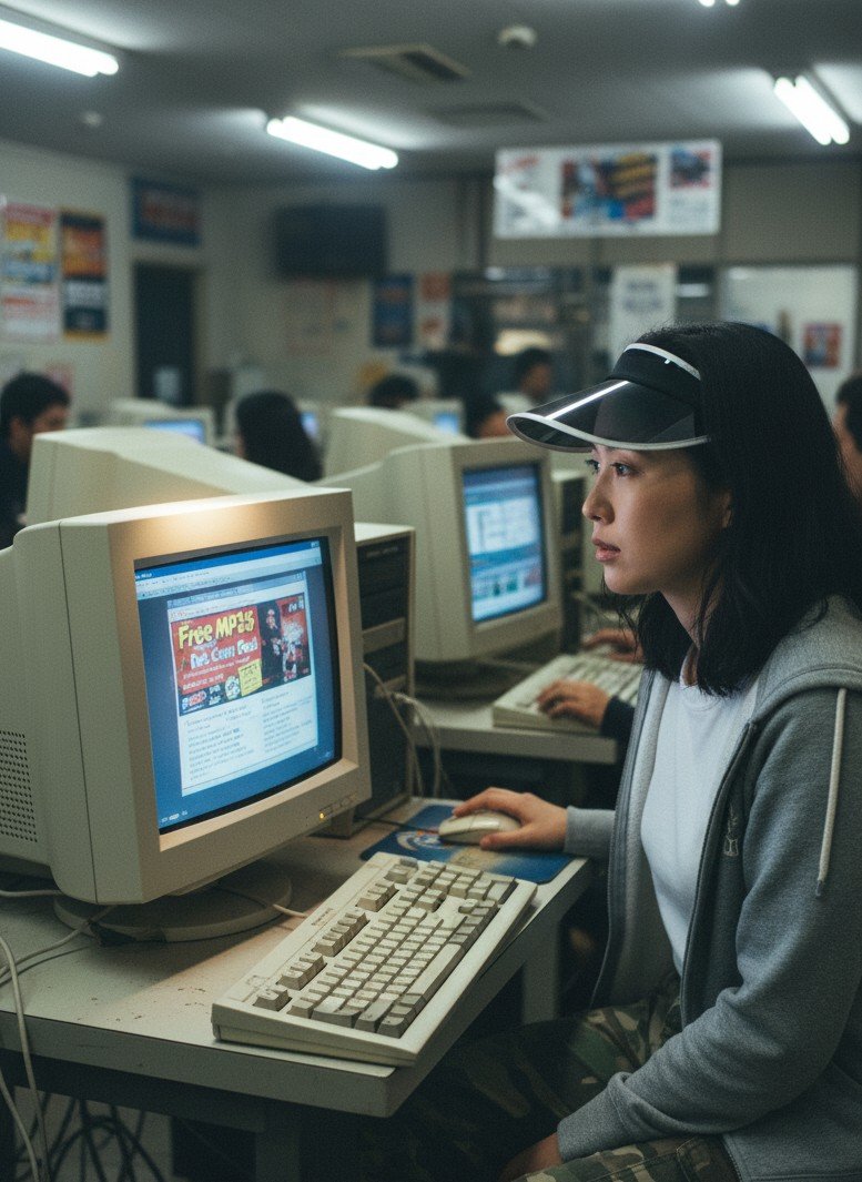 Y2K cyber cafe portrait example