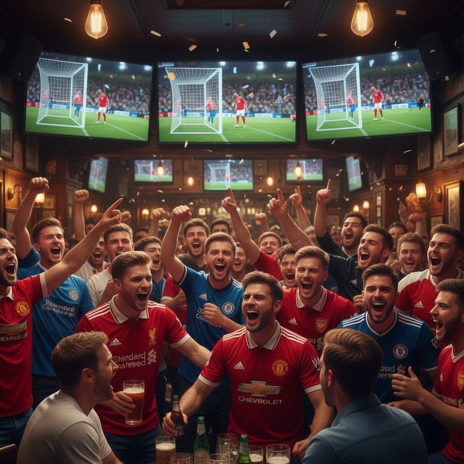 Football fan pub scene