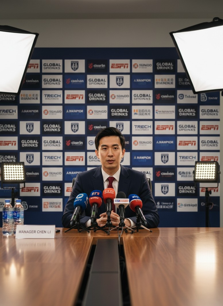 Football press conference portrait style