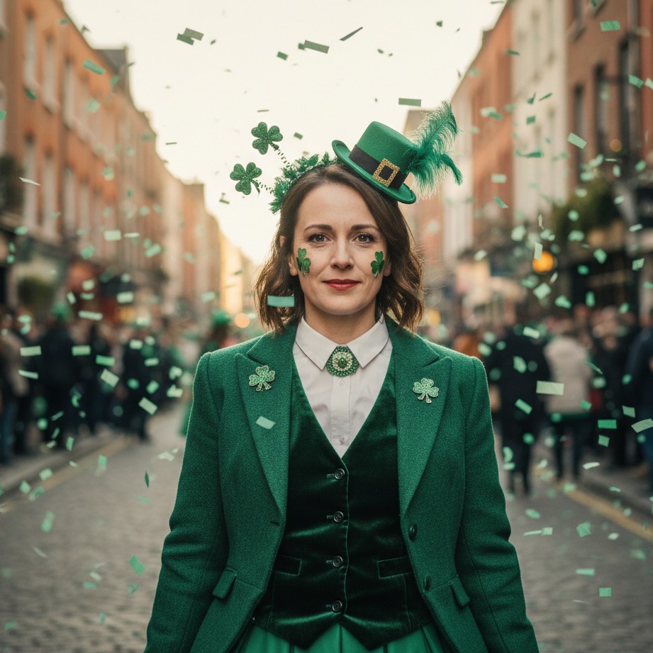 topics.stPatricksDayAiPhotoGenerator.alts.stPatricksParadeShamrockStreet