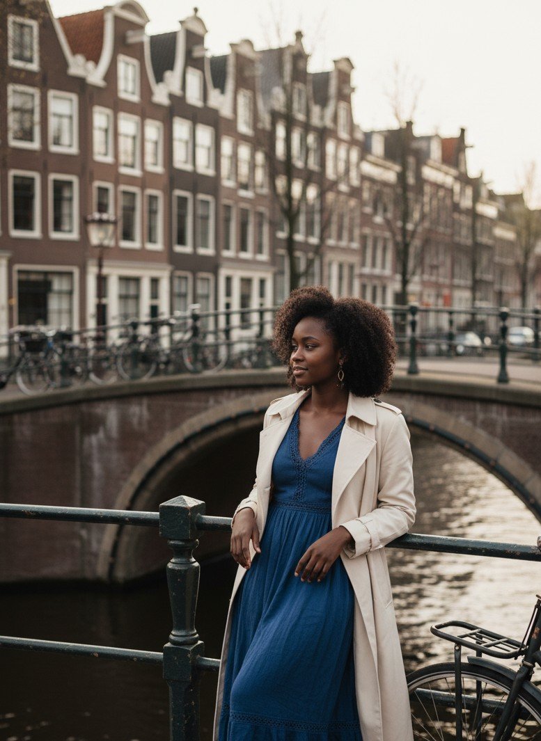 Amsterdam canal house travel portrait template image