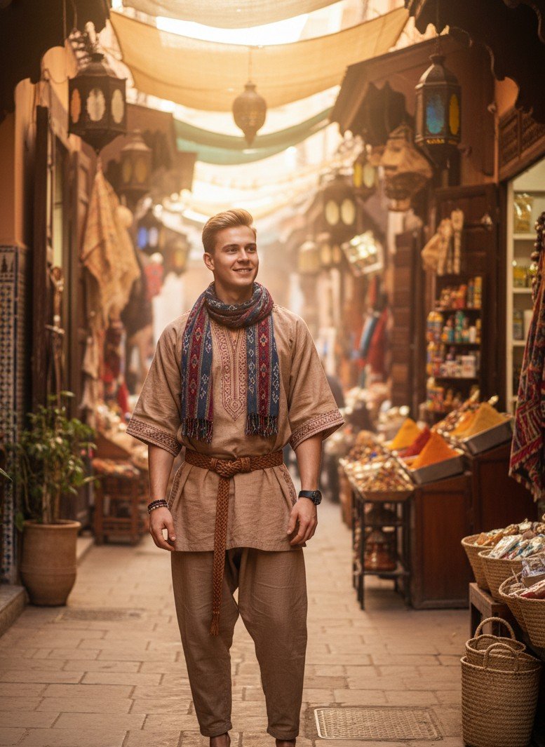 Marrakech medina travel portrait template image