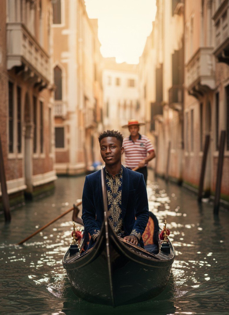 Venice gondola ride travel portrait template image